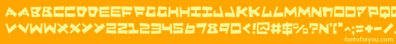 Quakev2-Schriftart – Gelbe Schriften auf orangefarbenem Hintergrund