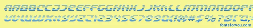 Starfighterboldgradital Font – Blue Fonts on Yellow Background