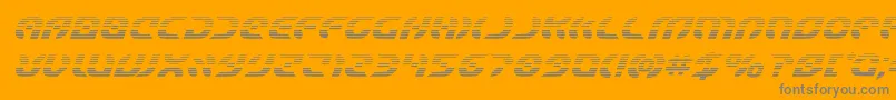 Starfighterboldgradital-fontti – harmaat kirjasimet oranssilla taustalla
