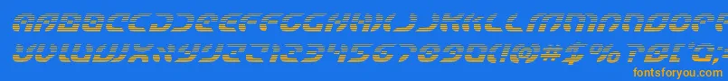 フォントStarfighterboldgradital – オレンジ色の文字が青い背景にあります。