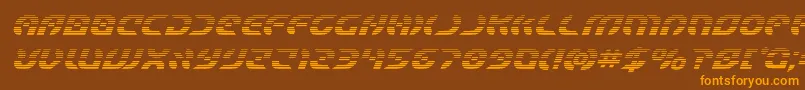 Starfighterboldgradital-fontti – oranssit fontit ruskealla taustalla