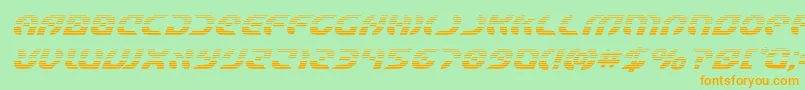Starfighterboldgradital-Schriftart – Orangefarbene Schriften auf grünem Hintergrund