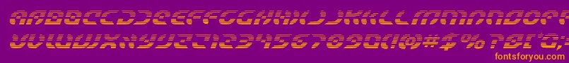 Starfighterboldgradital-Schriftart – Orangefarbene Schriften auf violettem Hintergrund