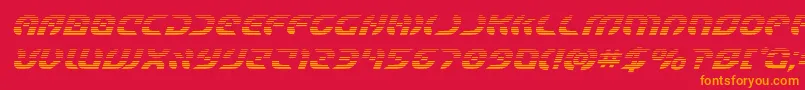Starfighterboldgradital-Schriftart – Orangefarbene Schriften auf rotem Hintergrund