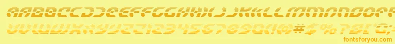 フォントStarfighterboldgradital – オレンジの文字が黄色の背景にあります。