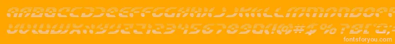 Starfighterboldgradital-fontti – vaaleanpunaiset fontit oranssilla taustalla