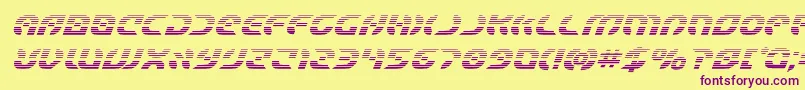 Starfighterboldgradital-fontti – violetit fontit keltaisella taustalla