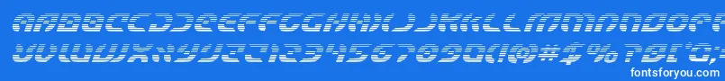 Starfighterboldgradital-fontti – valkoiset fontit sinisellä taustalla