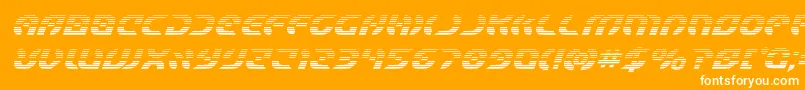 Starfighterboldgradital-fontti – valkoiset fontit oranssilla taustalla