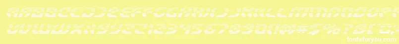 Starfighterboldgradital-fontti – valkoiset fontit keltaisella taustalla