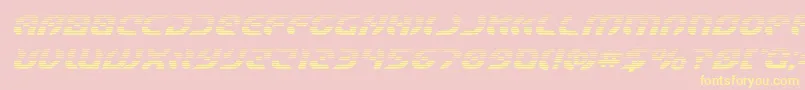 Starfighterboldgradital-fontti – keltaiset fontit vaaleanpunaisella taustalla