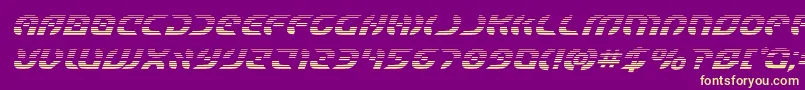 Starfighterboldgradital-fontti – keltaiset fontit violetilla taustalla