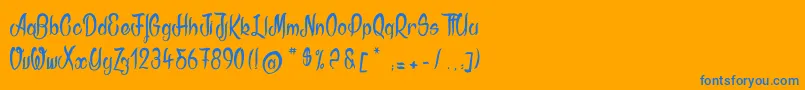 フォントAkodia – オレンジの背景に青い文字