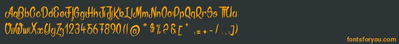 フォントAkodia – 黒い背景にオレンジの文字