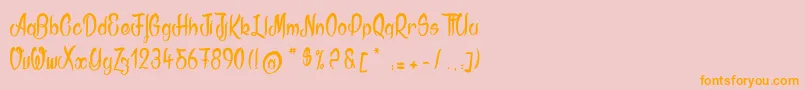 フォントAkodia – オレンジの文字がピンクの背景にあります。
