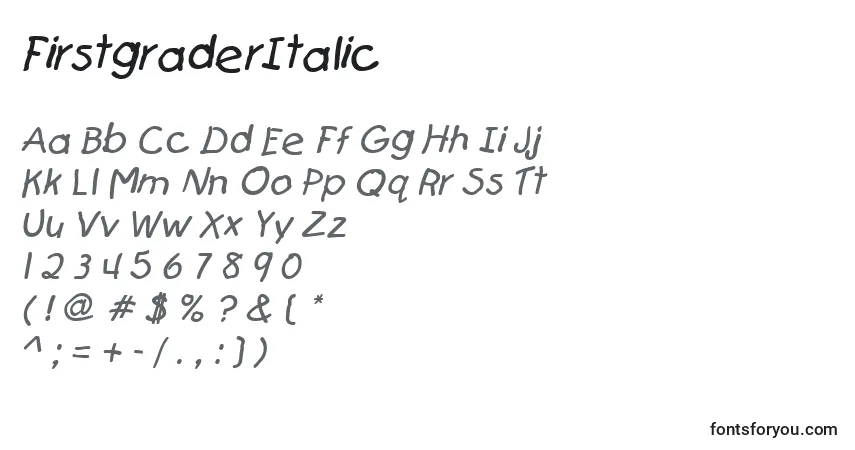 FirstgraderItalicフォント–アルファベット、数字、特殊文字