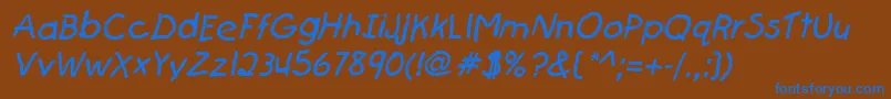 Czcionka FirstgraderItalic – niebieskie czcionki na brązowym tle