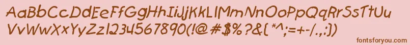 フォントFirstgraderItalic – ピンクの背景に茶色のフォント