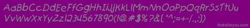 FirstgraderItalic Font – Gray Fonts on Purple Background