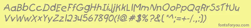 FirstgraderItalic Font – Gray Fonts on Yellow Background