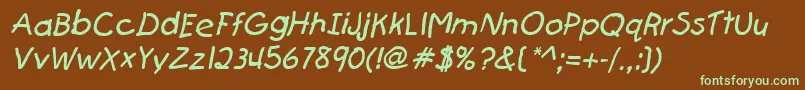 FirstgraderItalic Font – Green Fonts on Brown Background