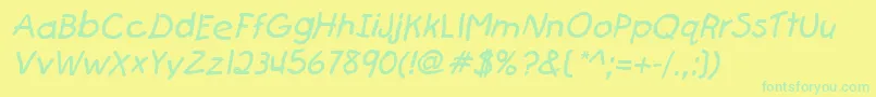 FirstgraderItalic Font – Green Fonts on Yellow Background