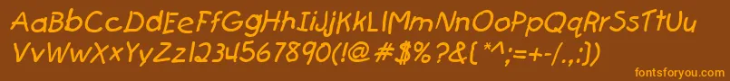 FirstgraderItalic Font – Orange Fonts on Brown Background
