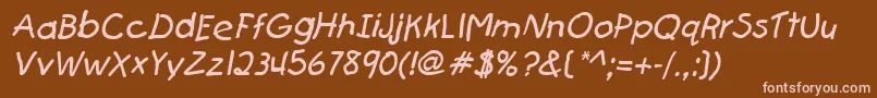 フォントFirstgraderItalic – 茶色の背景にピンクのフォント