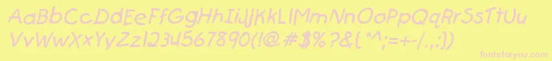 FirstgraderItalic Font – Pink Fonts on Yellow Background
