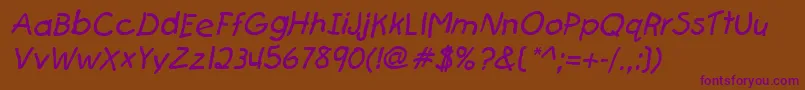 FirstgraderItalic Font – Purple Fonts on Brown Background