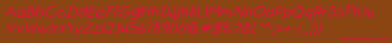 Fonte FirstgraderItalic – fontes vermelhas em um fundo marrom