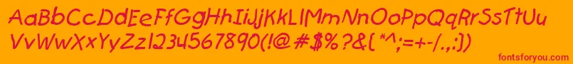 FirstgraderItalic-Schriftart – Rote Schriften auf orangefarbenem Hintergrund