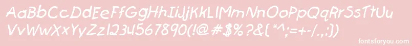 Fonte FirstgraderItalic – fontes brancas em um fundo rosa