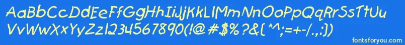 FirstgraderItalic Font – Yellow Fonts on Blue Background