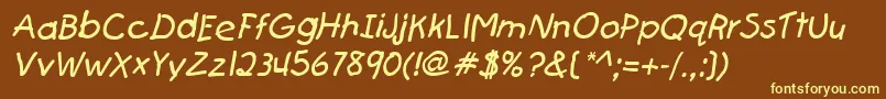Czcionka FirstgraderItalic – żółte czcionki na brązowym tle