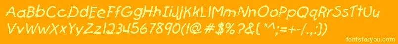 FirstgraderItalic Font – Yellow Fonts on Orange Background