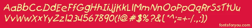 FirstgraderItalic Font – Yellow Fonts on Red Background
