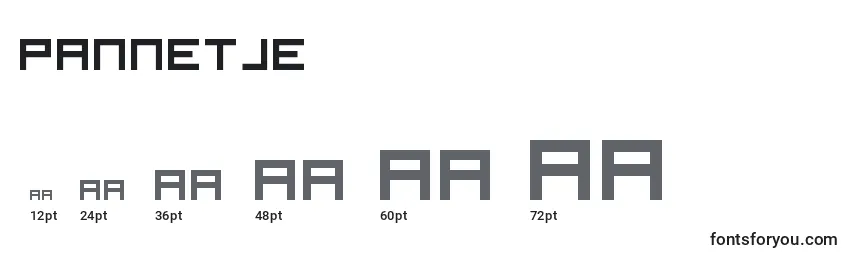 Размеры шрифта Pannetje