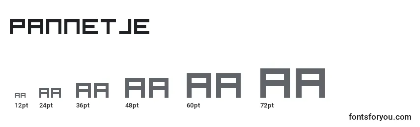 Größen der Schriftart Pannetje