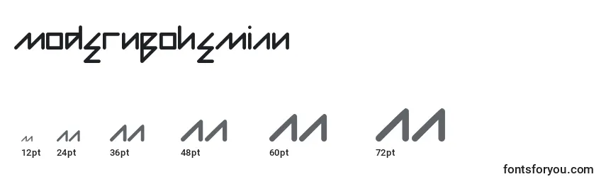 Размеры шрифта ModernBohemian