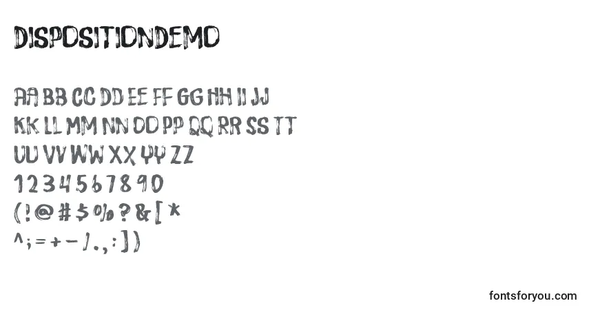 DispositionDemo-fontti – aakkoset, numerot, erikoismerkit