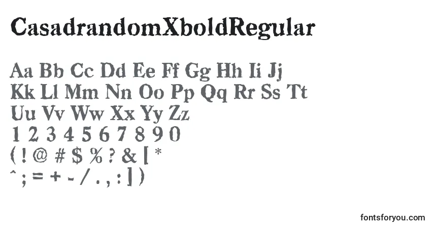 CasadrandomXboldRegularフォント–アルファベット、数字、特殊文字