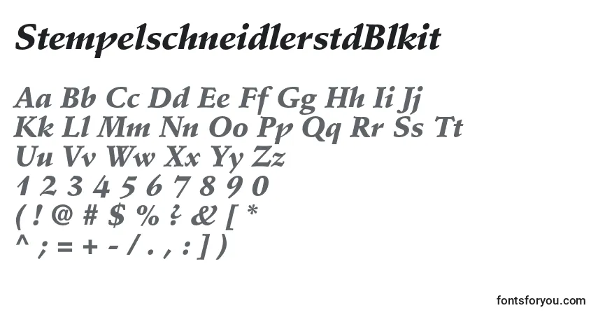 A fonte StempelschneidlerstdBlkit – alfabeto, números, caracteres especiais
