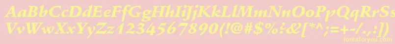 StempelschneidlerstdBlkit-Schriftart – Gelbe Schriften auf rosa Hintergrund