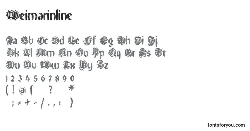 A fonte Weimarinline – alfabeto, números, caracteres especiais