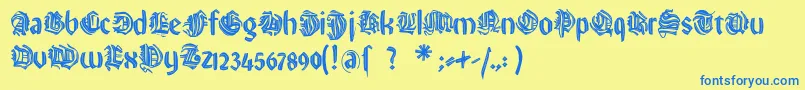 Weitere Informationen zur Weimarinline-Schriftart Weimarinline-Schriftart – Blaue Schriften auf gelbem Hintergrund