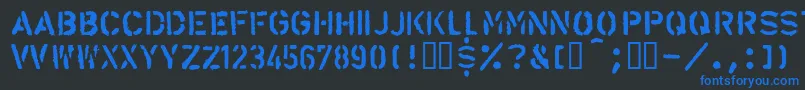 フォントLlalarm – 黒い背景に青い文字
