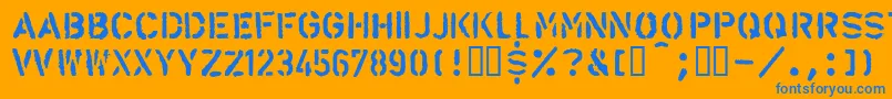 フォントLlalarm – オレンジの背景に青い文字