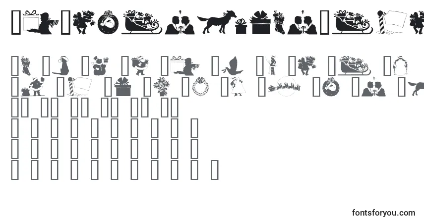 Schriftart GeChristmasSilhouettes – Alphabet, Zahlen, spezielle Symbole