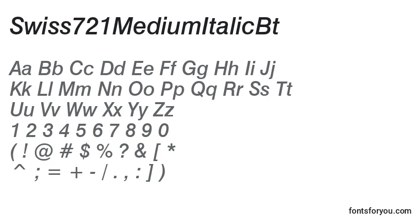 A fonte Swiss721MediumItalicBt – alfabeto, números, caracteres especiais